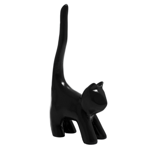 Statue de Chat en Résine - 30 cm - Couleur Sombre