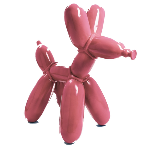 Statue Chien Ballon Animaux Resine - 120cm - Rose Clair