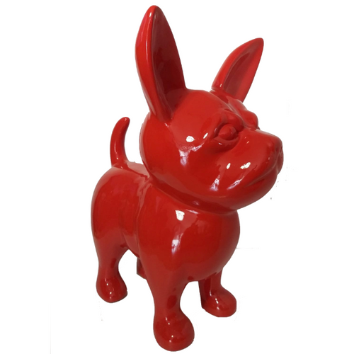 Statue de Chien Chihuahua en Résine - 90cm - Rouge, Œuvre d'Art Exotique