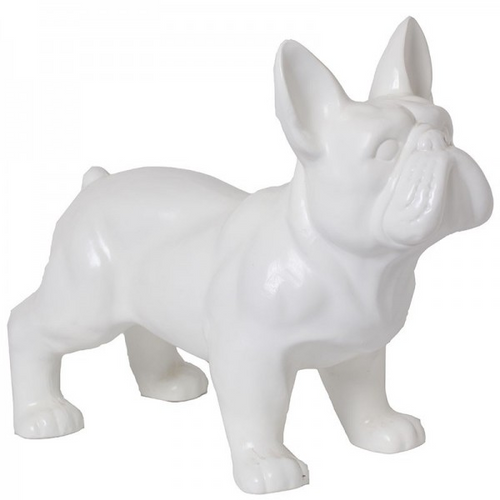 Statue Chien Bouledogue Francais Animaux Resine - 45cm - Blanc