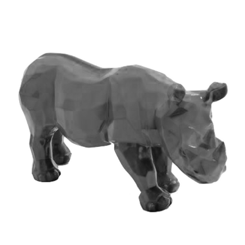 Statue Rhinoceros Origami Animaux Resine - 100cm - Gris