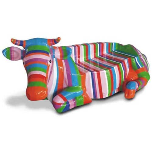 Statue Vache Banc Animaux Resine - 225cm - Candy