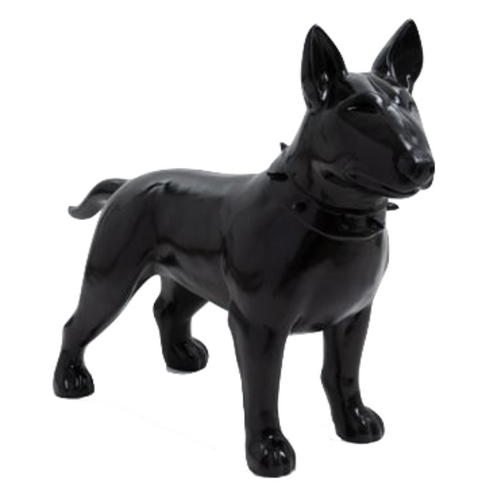 Statue de Chien Bull Terrier en Résine - 110 cm - Finition Noir Éclatante