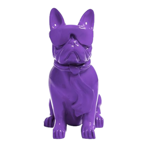 Statue Chien Bouledogue Francais Animaux Resine - 35cm - Violet