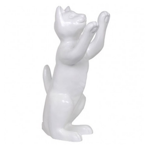 Statue de Chat Élégante en Résine - 55cm - Couleur Blanche