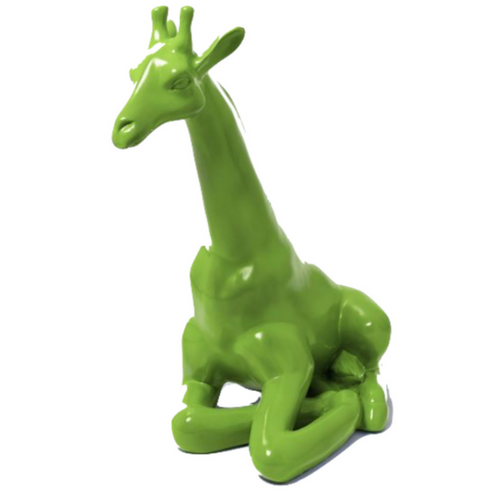 Statue de Girafe en Résine - 90cm - Couleur Vert Pomme