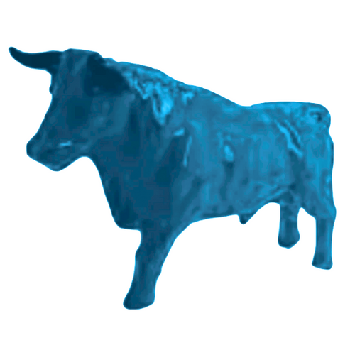 Statue Taureau Animaux Resine - 100cm - Bleu Ciel