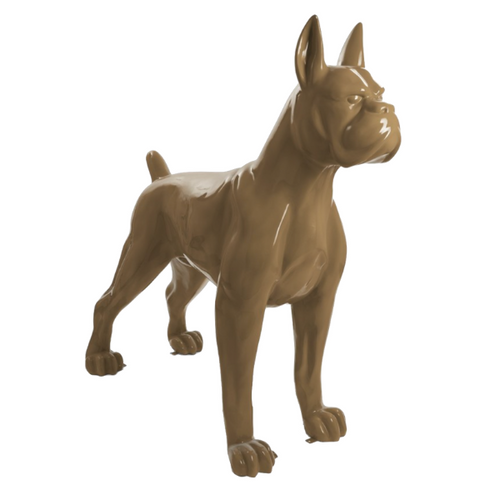 Statue Décorative Chien Boxer en Résine - 110cm - Marron