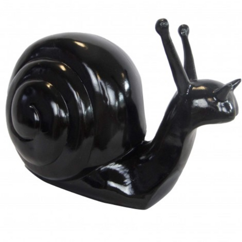 Statue d'Escargot en Résine - 50 cm - Couleur Noir Élégant