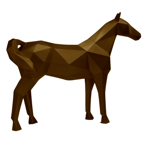 Statue Cheval Origami Animaux Resine - 210cm - Marron