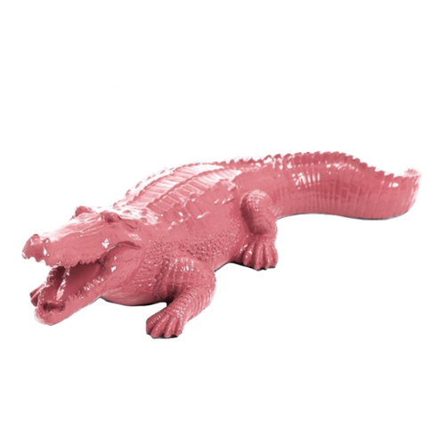 Statue Crocodile Animaux Resine - 40cm - Rose Clair