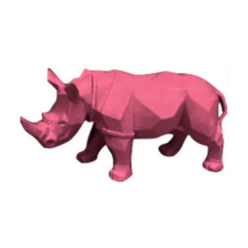 Statue Rhinoceros Animaux Resine - 35cm - Rose Clair