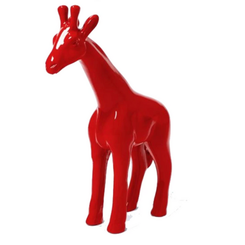 Statue de Girafe en Résine - 50cm - Rouge Exotique