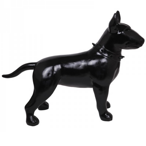 Statue de Chien Bull Terrier en Résine - 110 cm - Finition Noir Éclatante