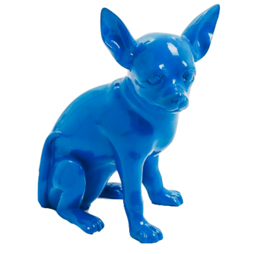 Statue Résine Chien Chihuahua Bleu - 40cm