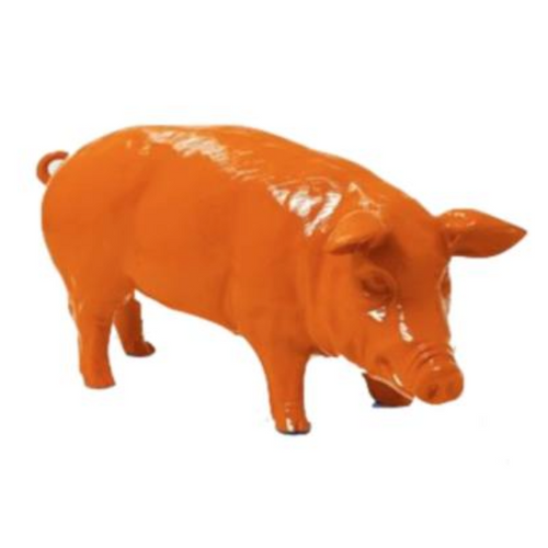 Statue de Cochon en Résine - 100cm - Couleur Orange