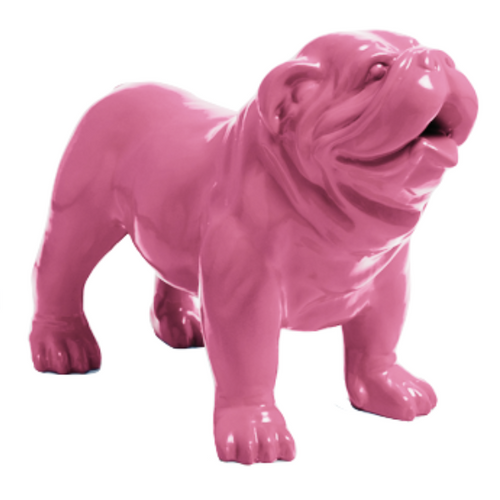 Statue Résine Bouledogue Anglais - 90cm - Couleur Rose Clair