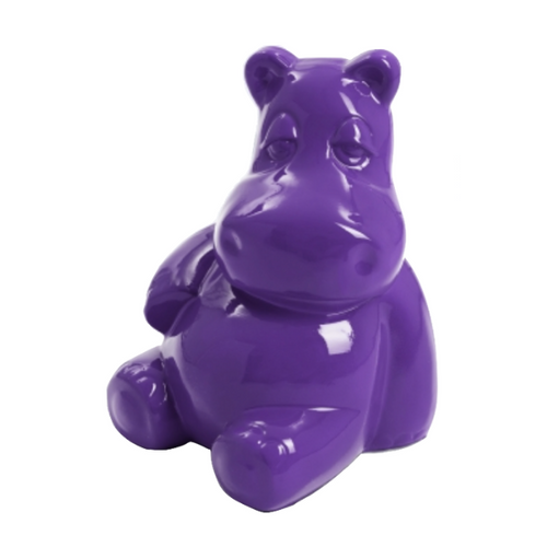 Statue en Résine d'Hippopotame - 100 cm - Couleur Violet Exotique