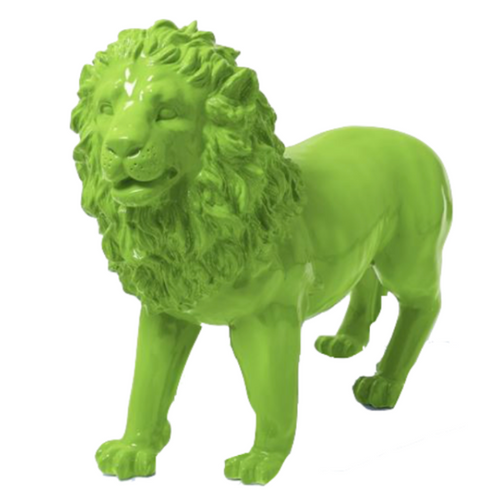 Statue Lion Animaux Resine - 100cm - Vert Pomme