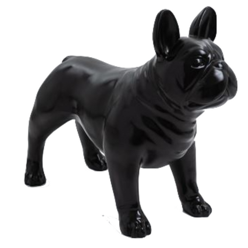 Statue Résine Chien Bouledogue Français - 90cm - Noir Élégant