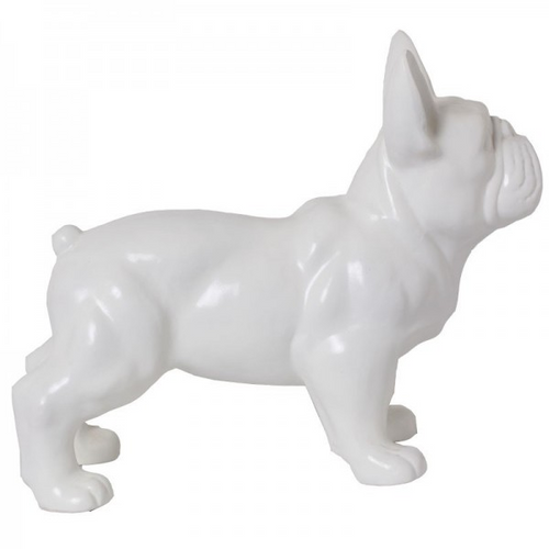 Statue Chien Bouledogue Francais Animaux Resine - 45cm - Blanc