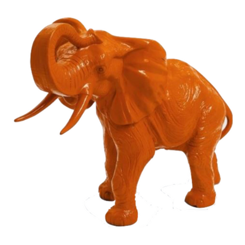 Statue Élégante d'Éléphant en Résine - 90 cm - Couleur Orange