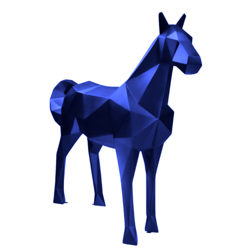 Statue Cheval Origami Animaux Resine - 210cm - Bleu Nuit