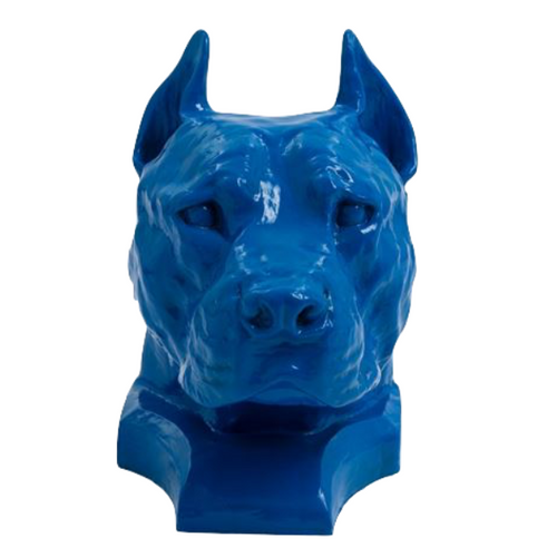 Statue de Chien Staff Bull en Résine - 35 cm - Couleur Bleu Nuit