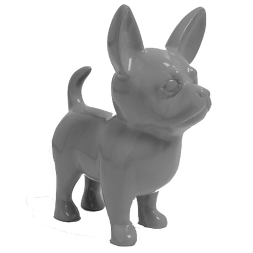 Statue de Chien Chihuahua en Résine - 170 cm - Couleur Gris Élégant