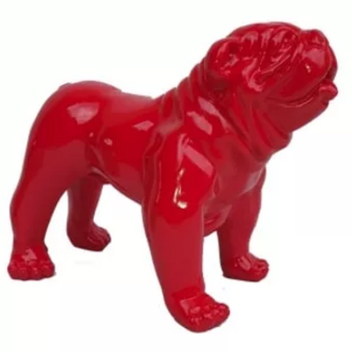 Statue Résine Bouledogue Anglais - 60cm - Rouge Élégant