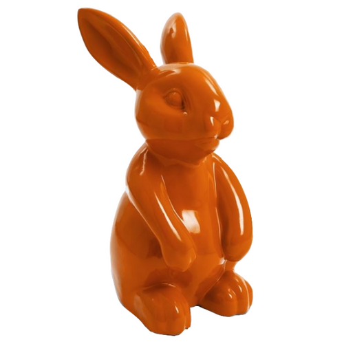 Statue de Lapin en Résine - 60 cm - Couleur Orange - Décoration Unique