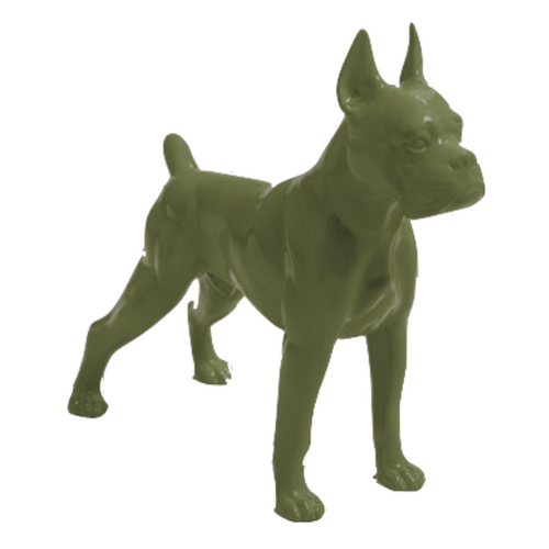 Statue Chien Boxer Animaux Resine - 50cm - Vert Kaki