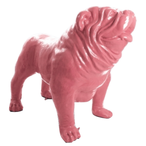 Statue Chien Bouledogue Anglais Animaux Resine - 160cm - Rose Clair