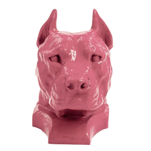 Statue Résine Chien Staff Bull - 35cm - Couleur Rose Pâle