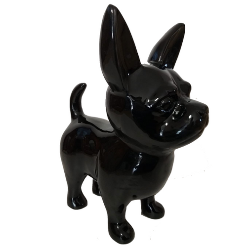 Statue Chien Chihuahua Animaux Resine - 50cm - Noir