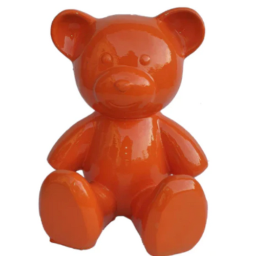 Statue d'Ours en Résine - 35cm - Couleur Orange