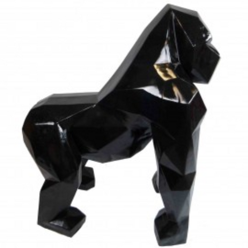 Statue Gorille Origami Animaux Resine - 40cm - Noir