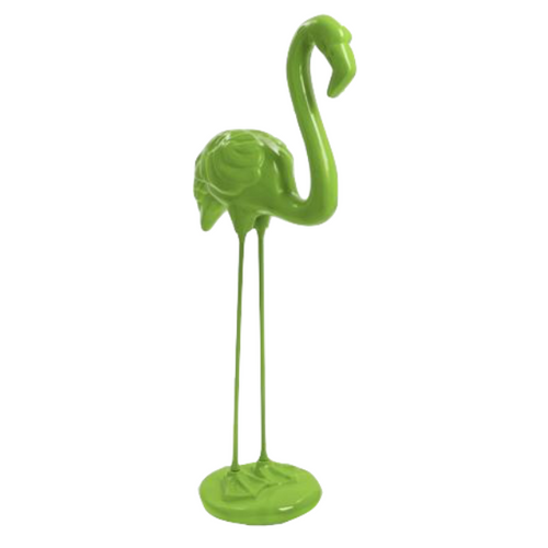 Statue de Flamant Rose en Résine - 110 cm - Couleur Vert Pomme