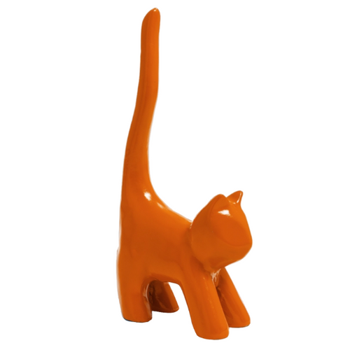 Statue de Chat en Résine - 30 cm - Couleur Orange