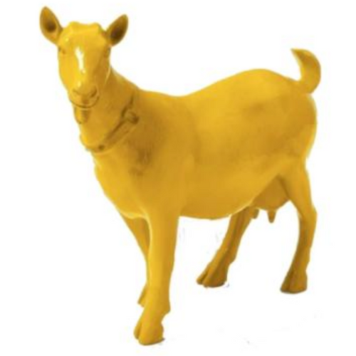 Statue de Chevre en Résine - 60cm - Couleur Jaune - Décoration Animale