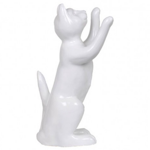 Statue de Chat Élégante en Résine - 55cm - Couleur Blanche