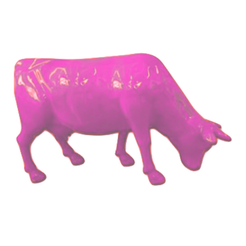 Statue Vache Tête Basse Animaux Resine - 225cm - Rose Fushia