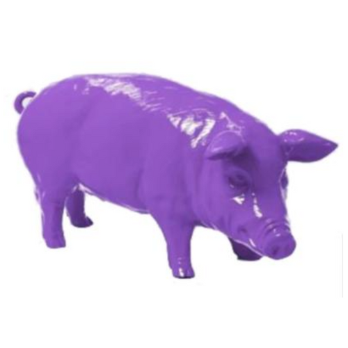 Statue de Cochon en Résine - 100 cm - Couleur Violet Exotique