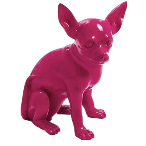 Statue Chien Chihuahua Animaux Resine - 40cm - Rose Fushia