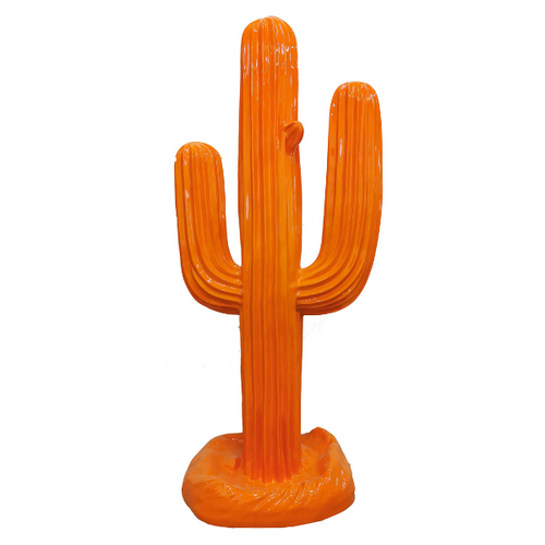 Statue de Cactus en Résine avec Animaux - 185cm - Couleur Orange