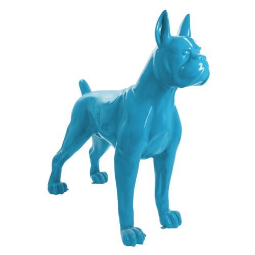 Statue de Chien Boxer en Résine - 110cm - Bleu Ciel