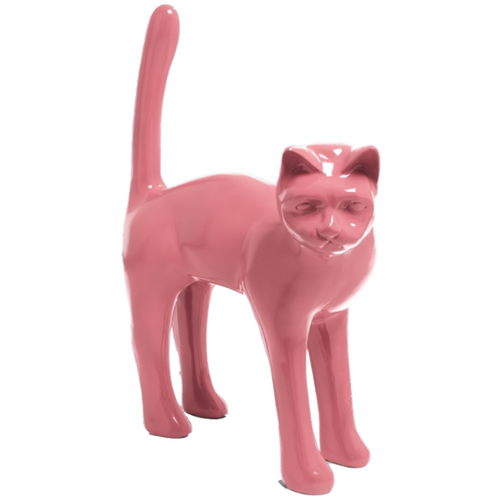 Statue de Chat en Résine - 105cm - Couleur Rose Pâle