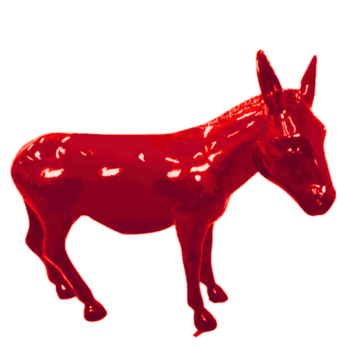 Statue d'Âne en Résine - 160cm - Rouge Éblouissant