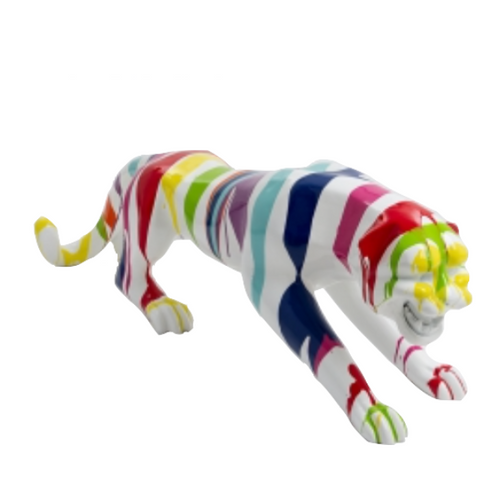 Statue Panthere Animaux Resine - 110cm - Multi Coulure Blanc