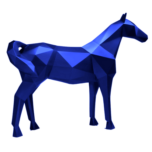 Statue Cheval Origami Animaux Resine - 210cm - Bleu Nuit